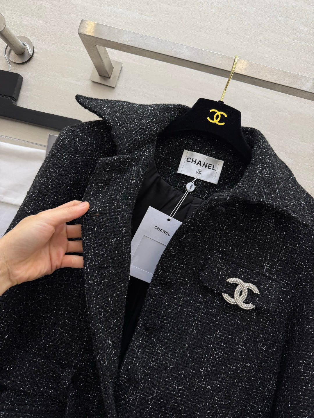 CC 26s Belted Jacket Black Tweed 423391