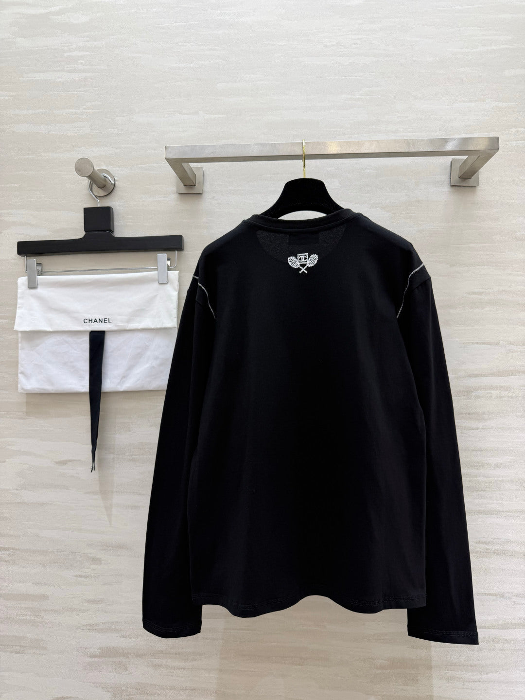 CC 26s Long Sleeve Top Black White Contrast Stitch 427437