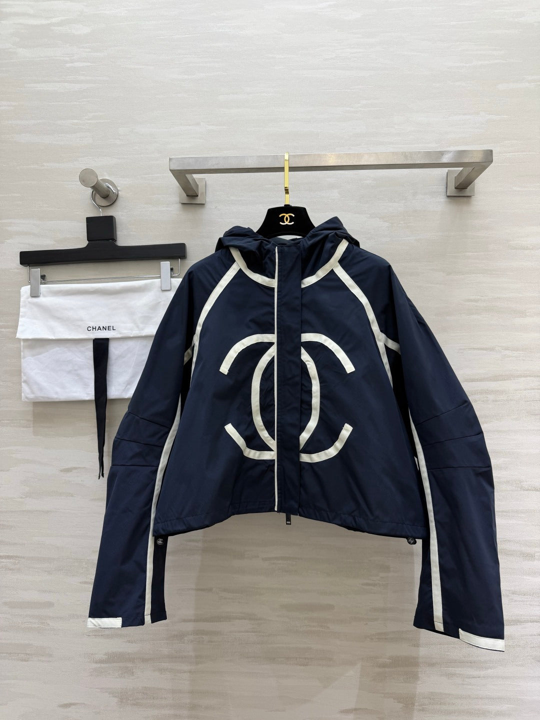 CC 26s Hooded Jacket Navy White Big CC Logo 427430