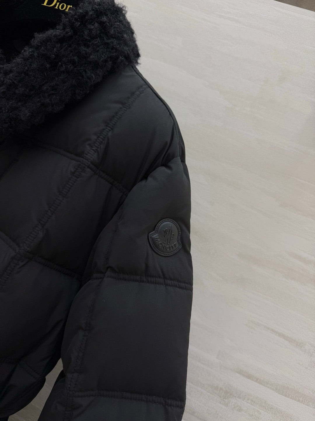 Moncler 26s Puffer Jacket Black Shearling Collar Belt 427377