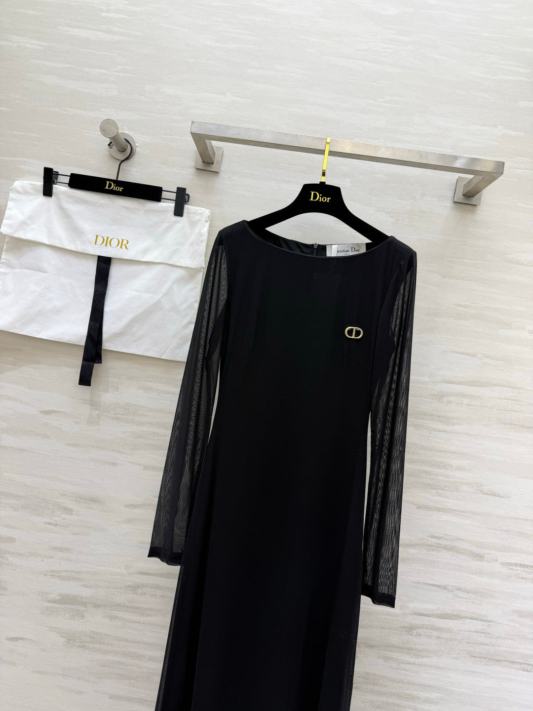 CD 26S Black Mesh Overlay Maxi Dress 428197