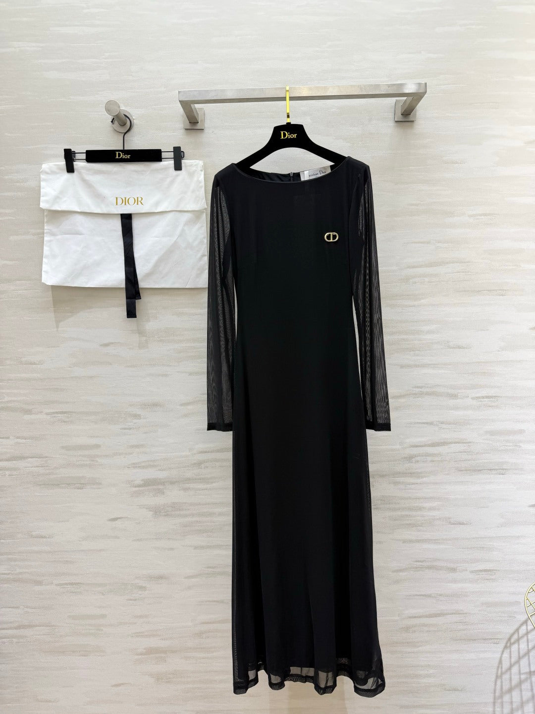 CD 26S Black Mesh Overlay Maxi Dress 428197