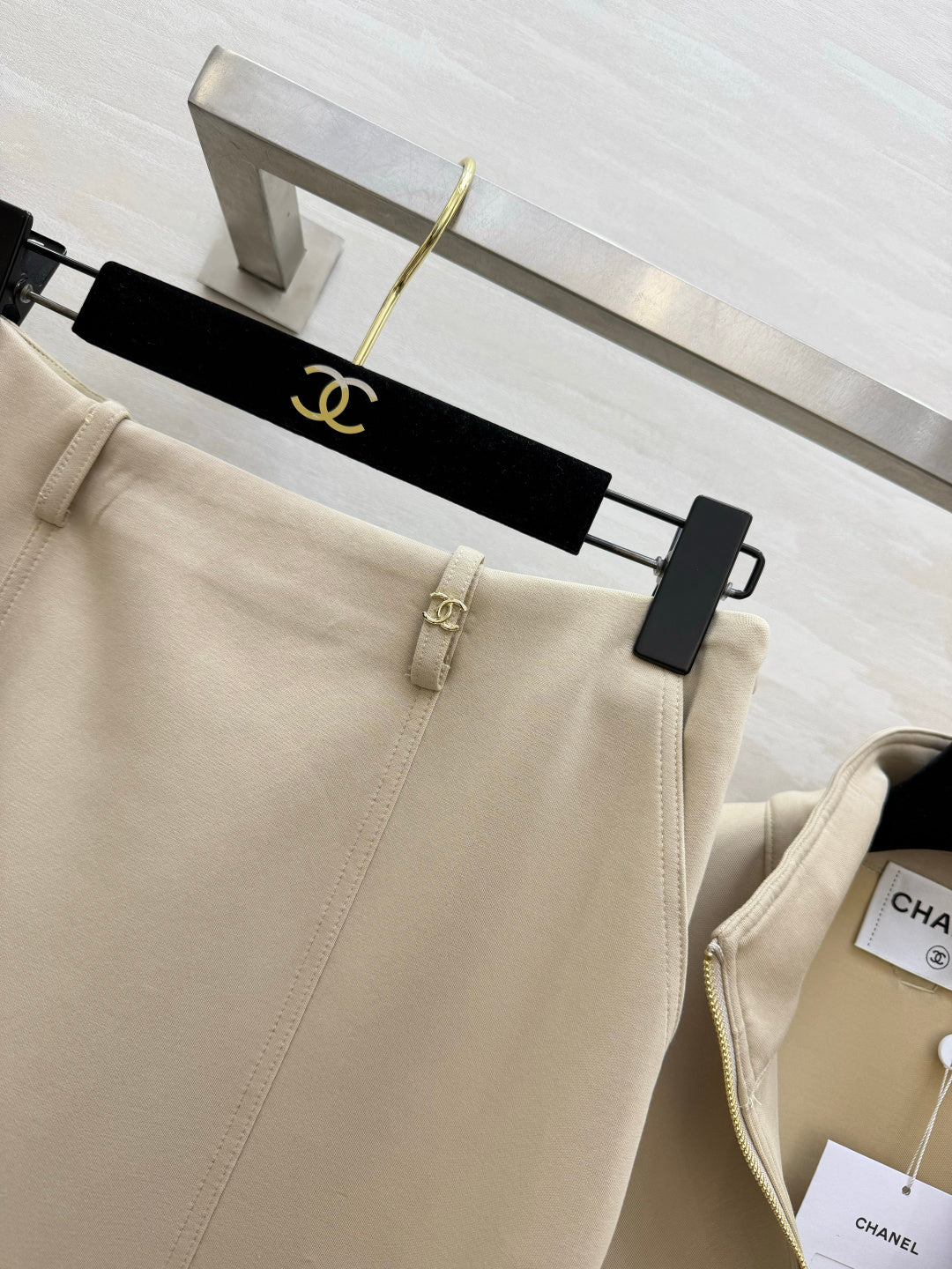 Chanel 26s Half-Zip Sweatshirt and Skirt Set Beige 438863