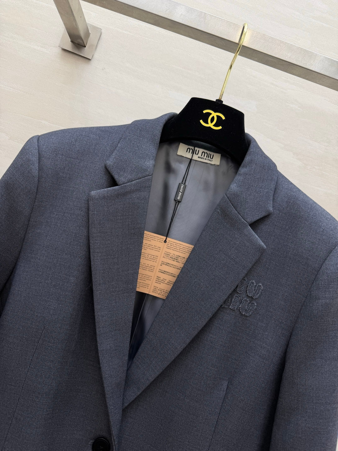Miu Miu 26s Blazer and Skirt Set Grey Blue 438745