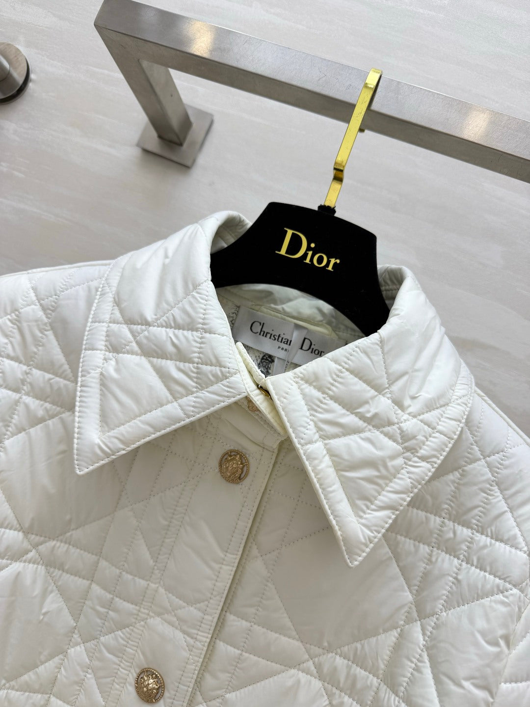 Dior 26s Cannage Quilted Belted Long Coat White 438705