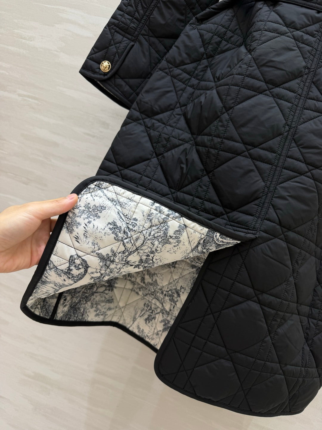 Dior 26s Cannage Quilted Belted Long Coat Black 438702