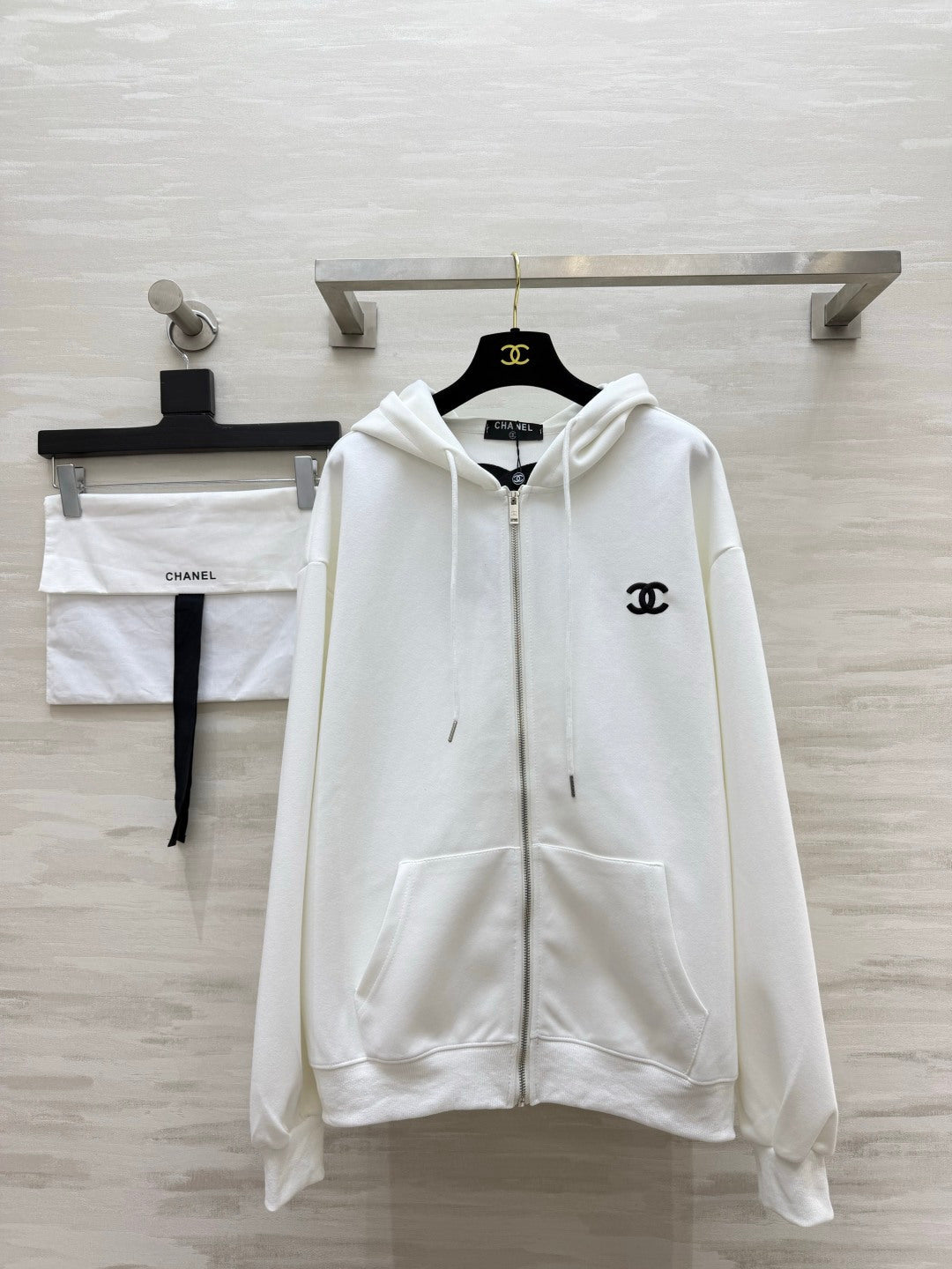 CC 26s Logo Zip Hoodie White Cotton 441633