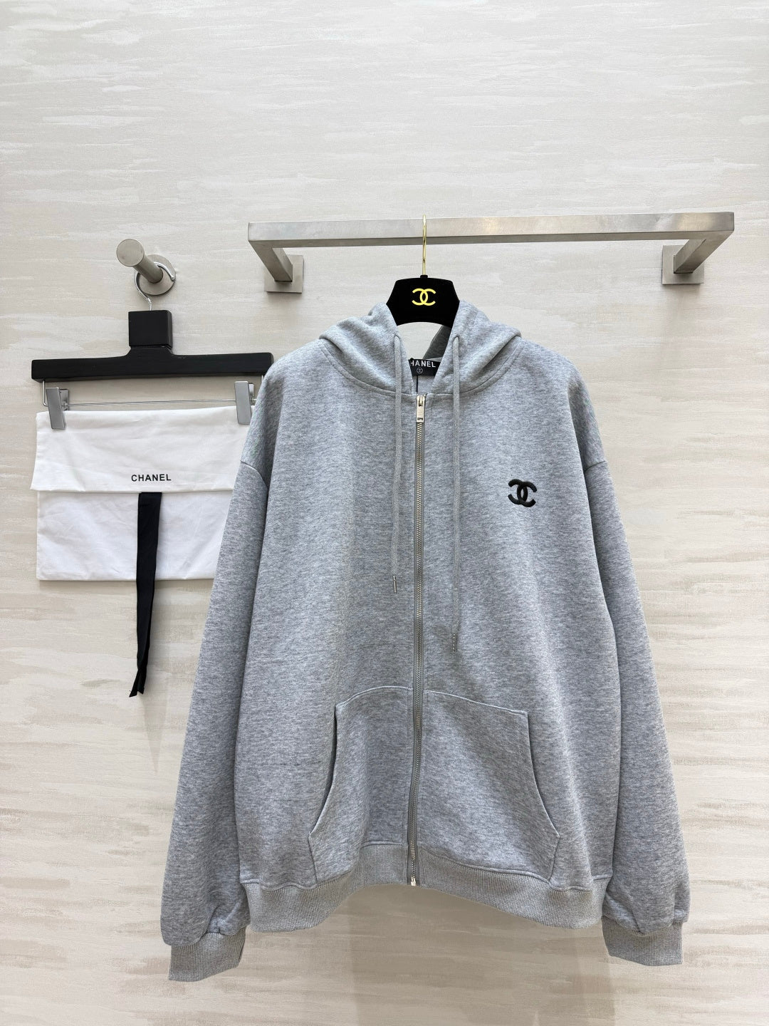 CC 26s Logo Zip Hoodie Grey Cotton 441635