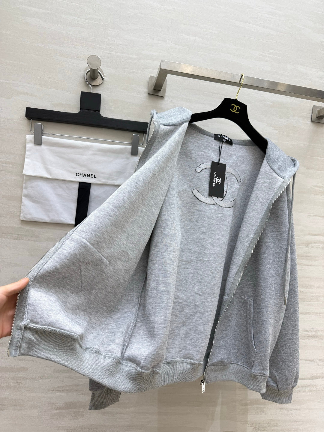 CC 26s Logo Zip Hoodie Grey Cotton 441635