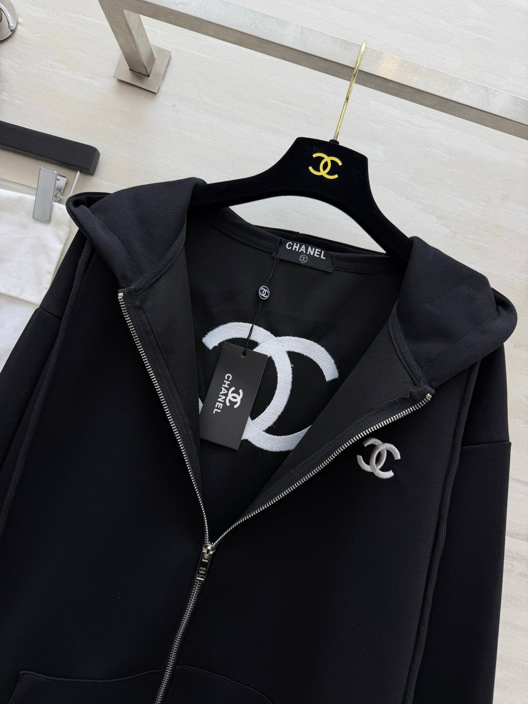 CC 26s Logo Zip Hoodie Black Cotton J4592A8
