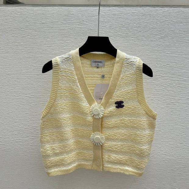 Chanel 2026 Sweater Vest Yellow Wool Nylon