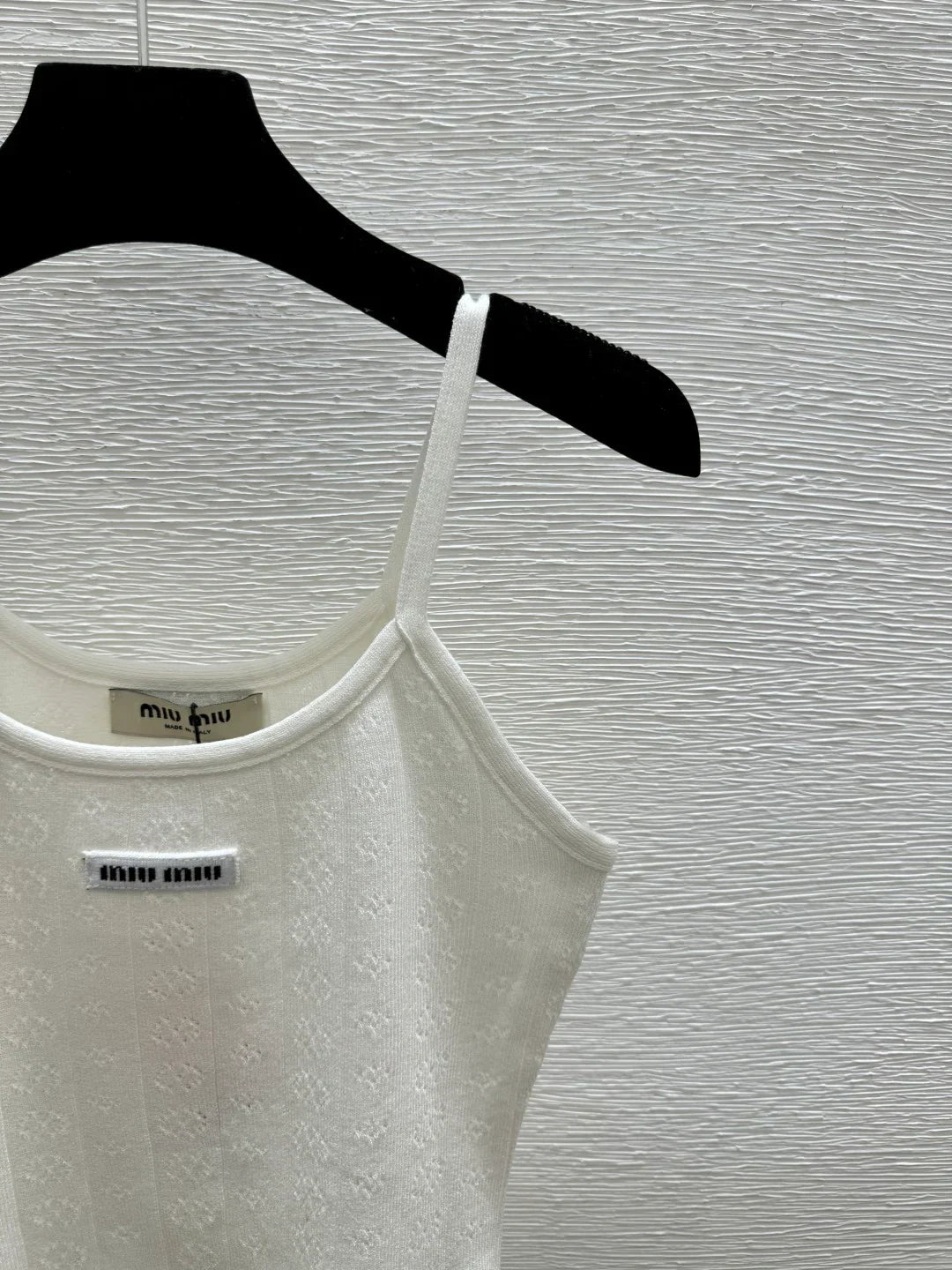 Miumiu 2026 Knitted Camisole White and Pink Tencel Cotton 136085