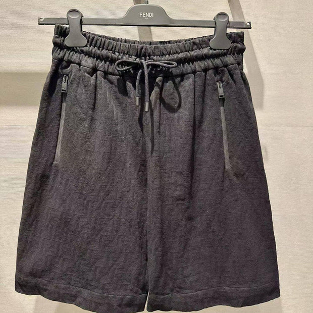 Fendi 2026 Men's Jacquard Shorts Black Cotton Fabric 830526