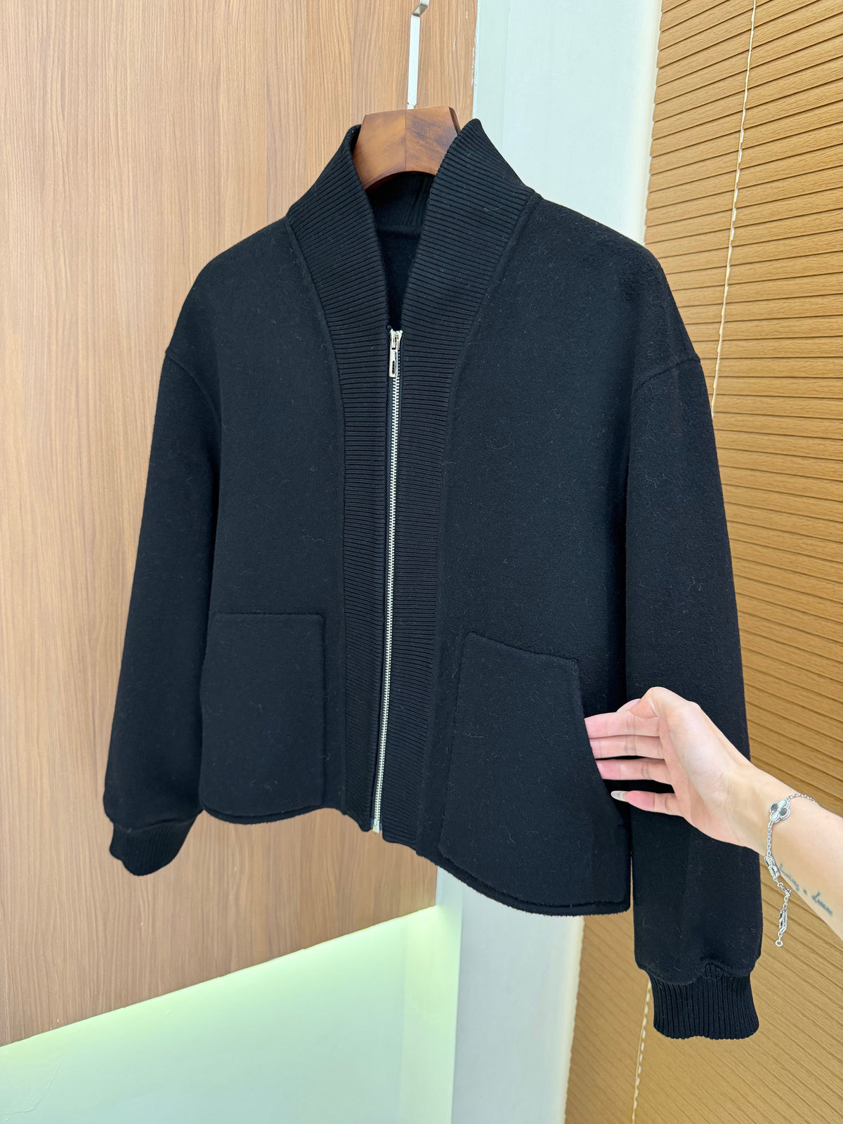 HM 26s Bomber Jacket Black Wool Cashmere 427283
