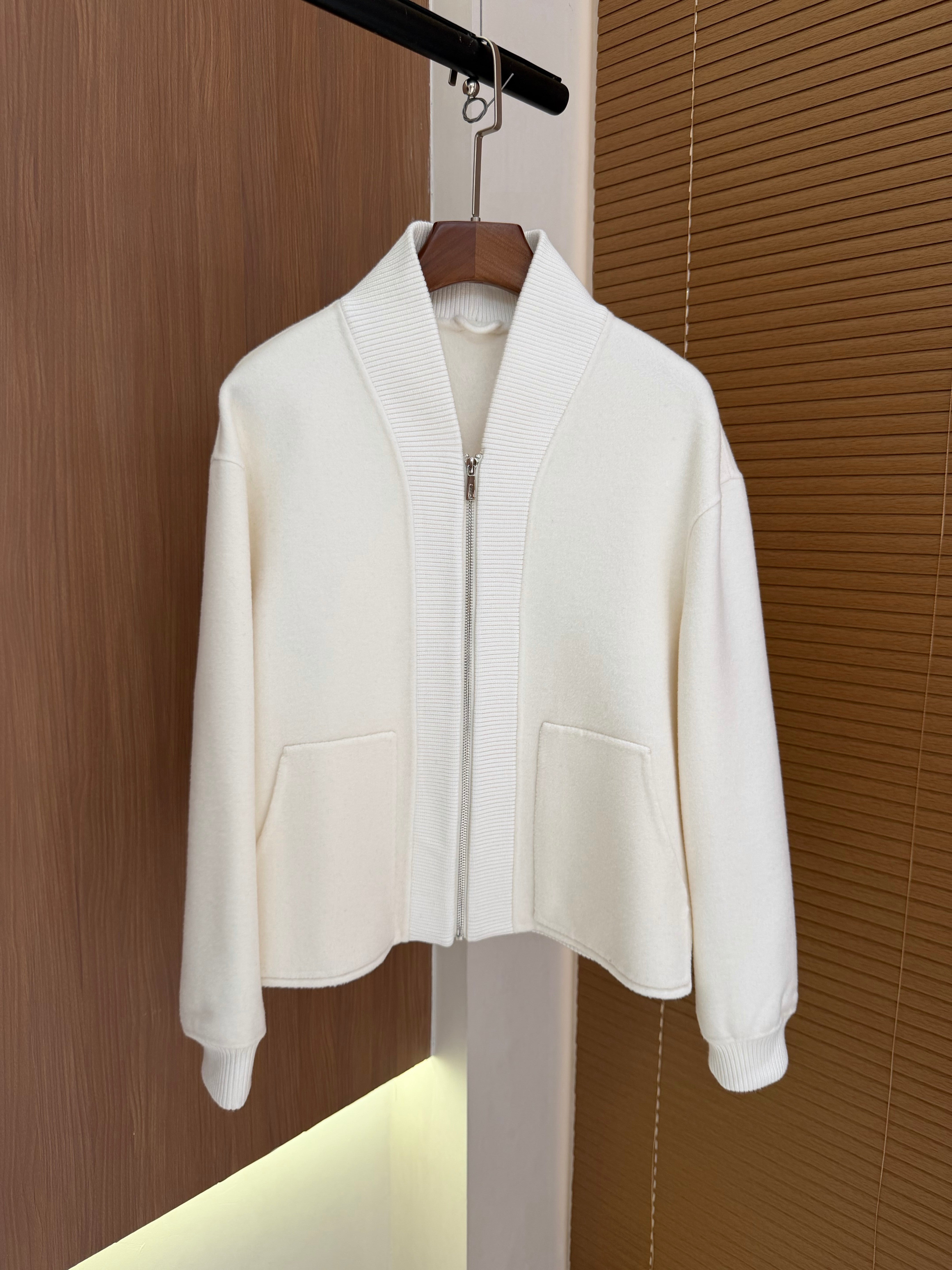 HM 26s Bomber Jacket White Wool Cashmere 427281