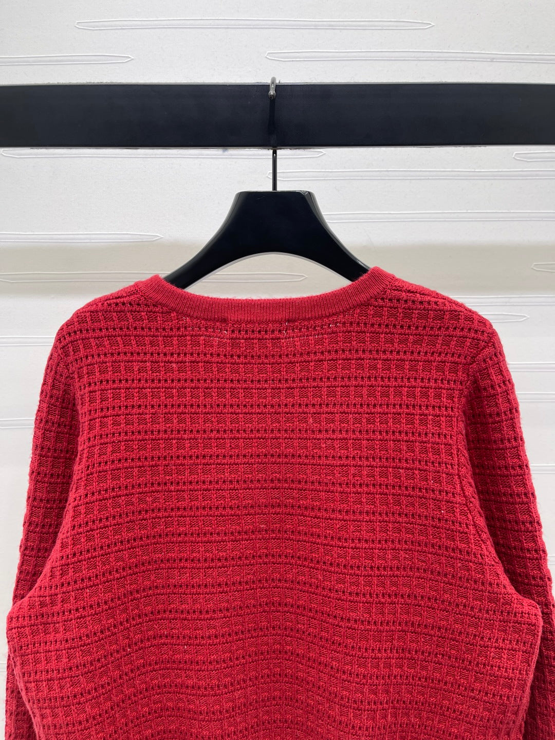 Miu 26s Neck Long-Sleeved Cardigan Red Wool 415898