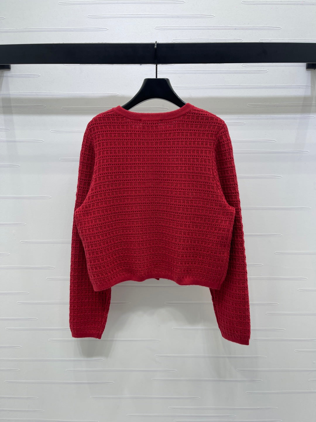 Miu 26s Neck Long-Sleeved Cardigan Red Wool 415898