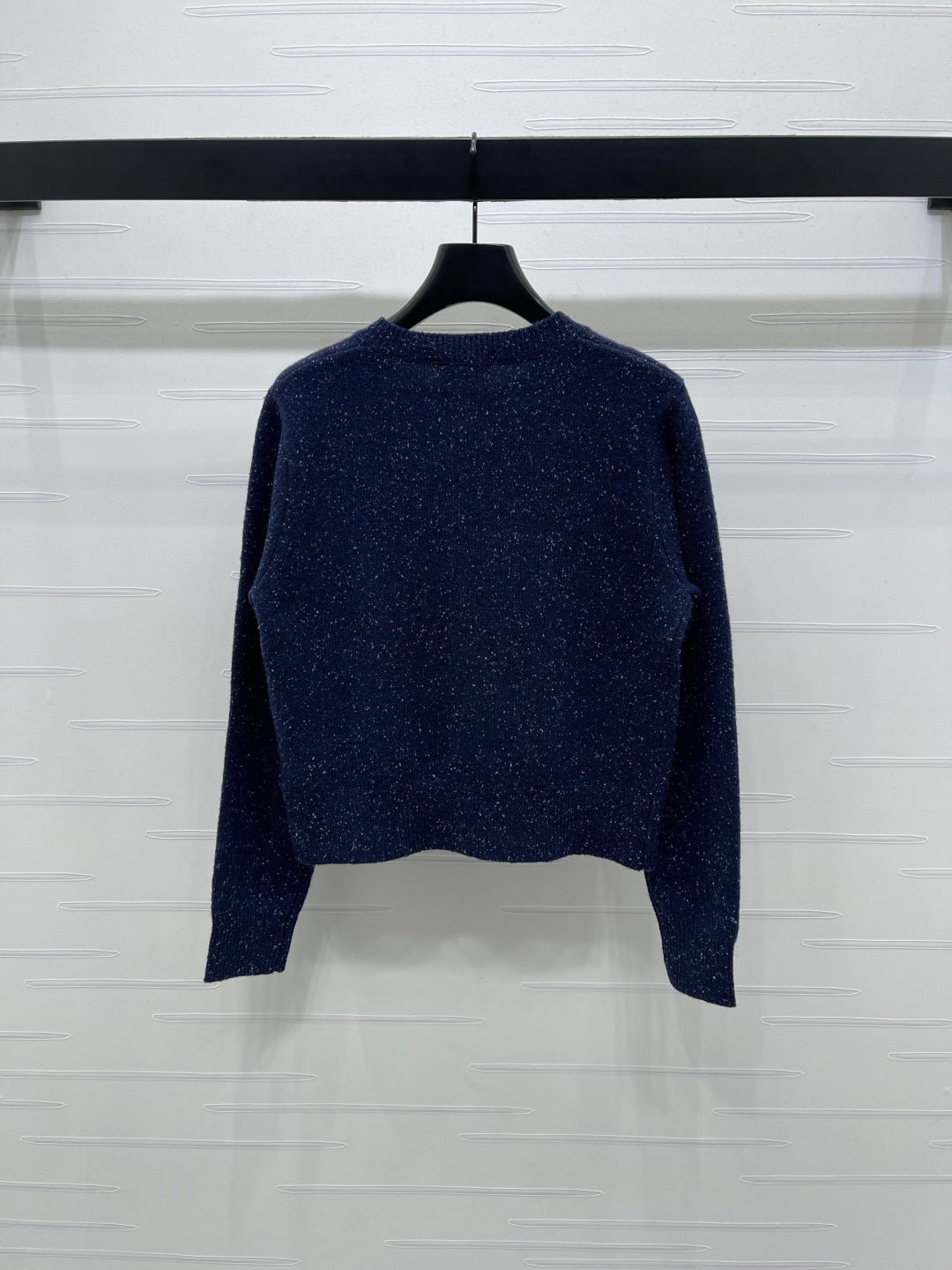 Miu 26s Neck Long-Sleeved Cardigan Navy Blue Cashemere 415895