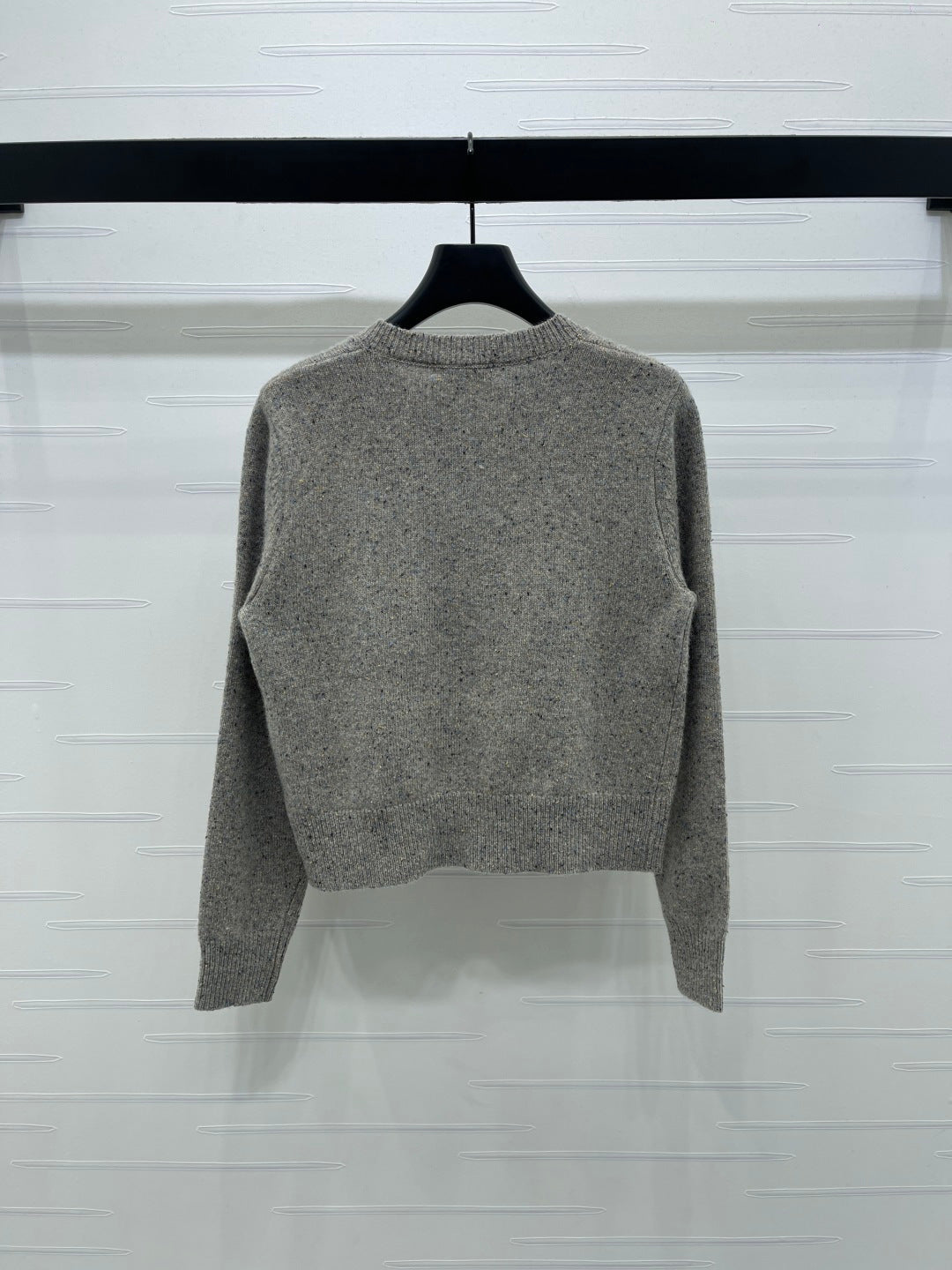 Miu 26s Neck Long-Sleeved Cardigan Milk Grey Cashemere 415894