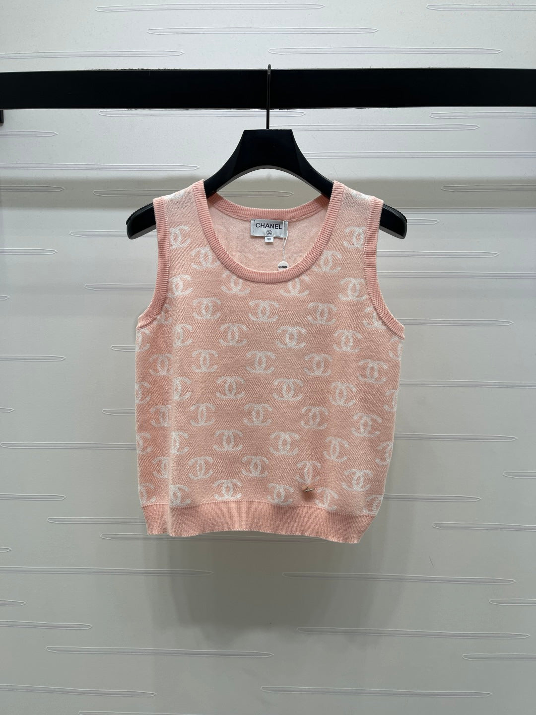 CC 26sJacquard Knit Vest Pink Wool 344122