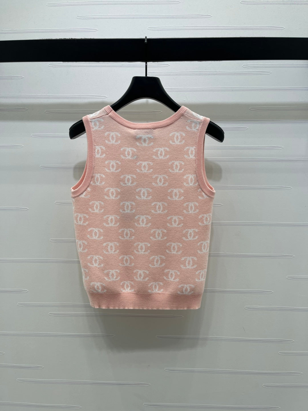CC 26sJacquard Knit Vest Pink Wool 344122