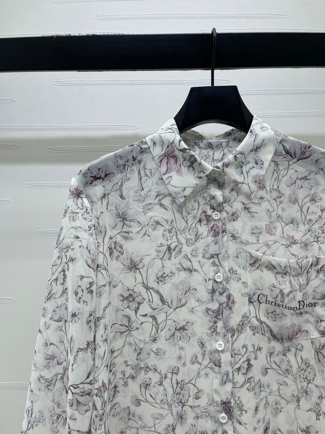 CD Printed Sheer Long-Sleeve Shirt 392643