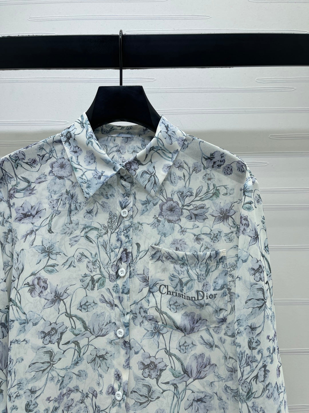 CD Printed Sheer Long-Sleeve Shirt 392641