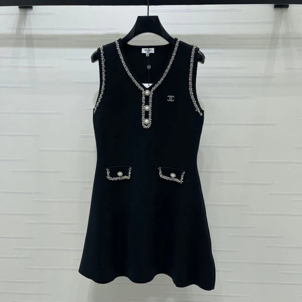 Chanel 2026 Vest Dress Black Wool Acrylic 136376