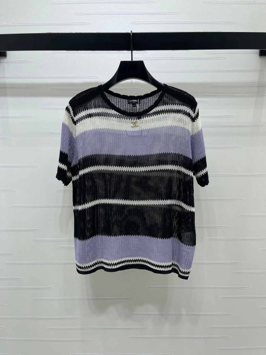 CC 26s Short-Sleeved Top Purple Black Silk Cotton 373113