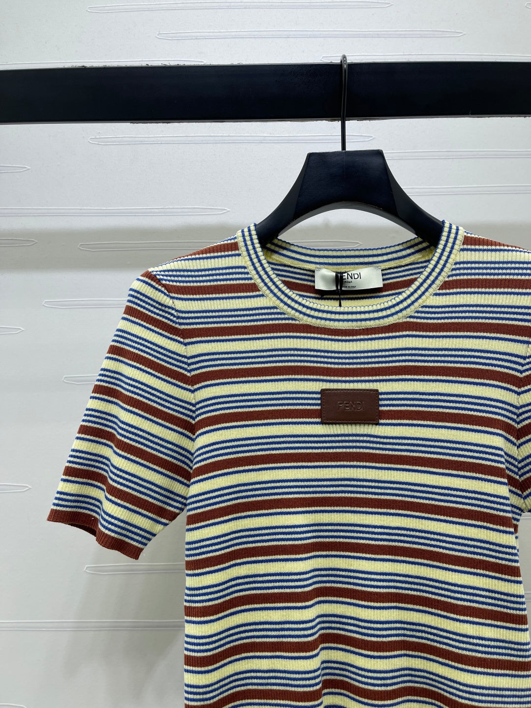 Fendi Striped Knit Top Tencel Silk 373150