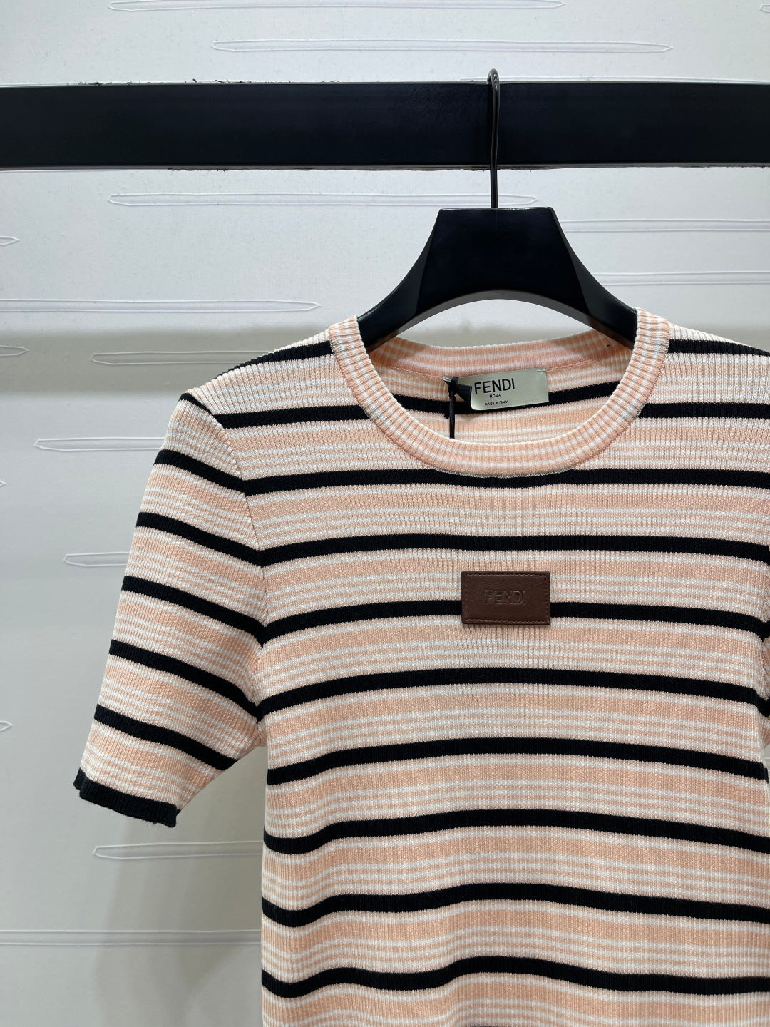 Fendi Striped Knit Top Tencel Silk 373150