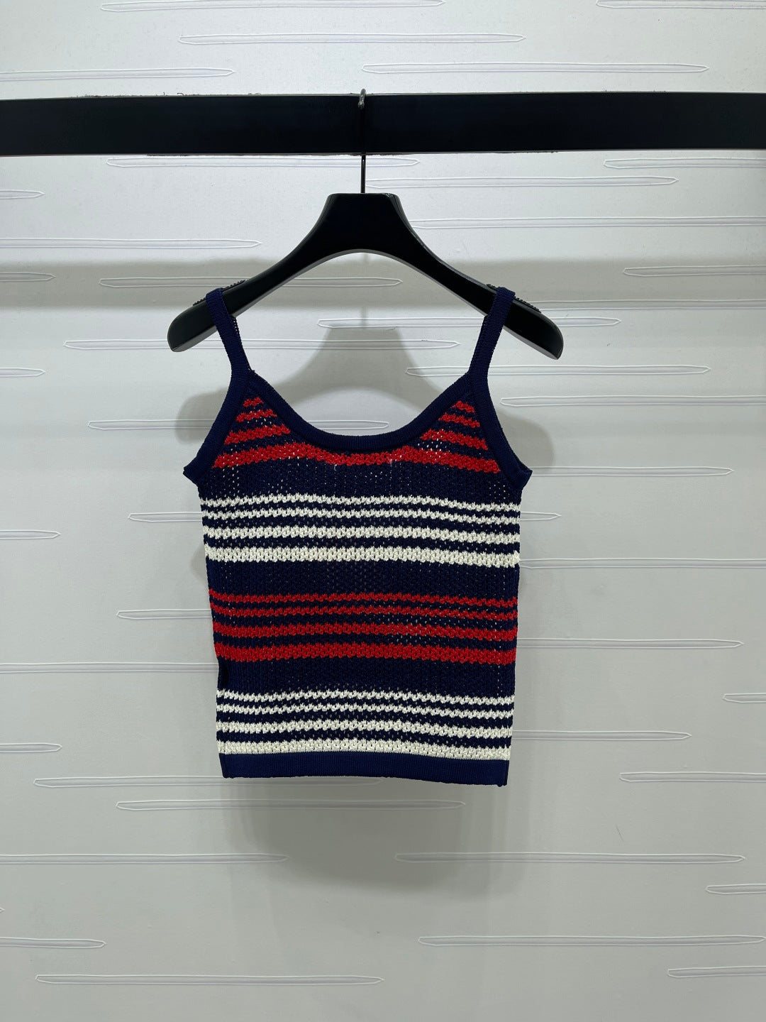 Miu Striped  Red Navy Blue Wool 373129