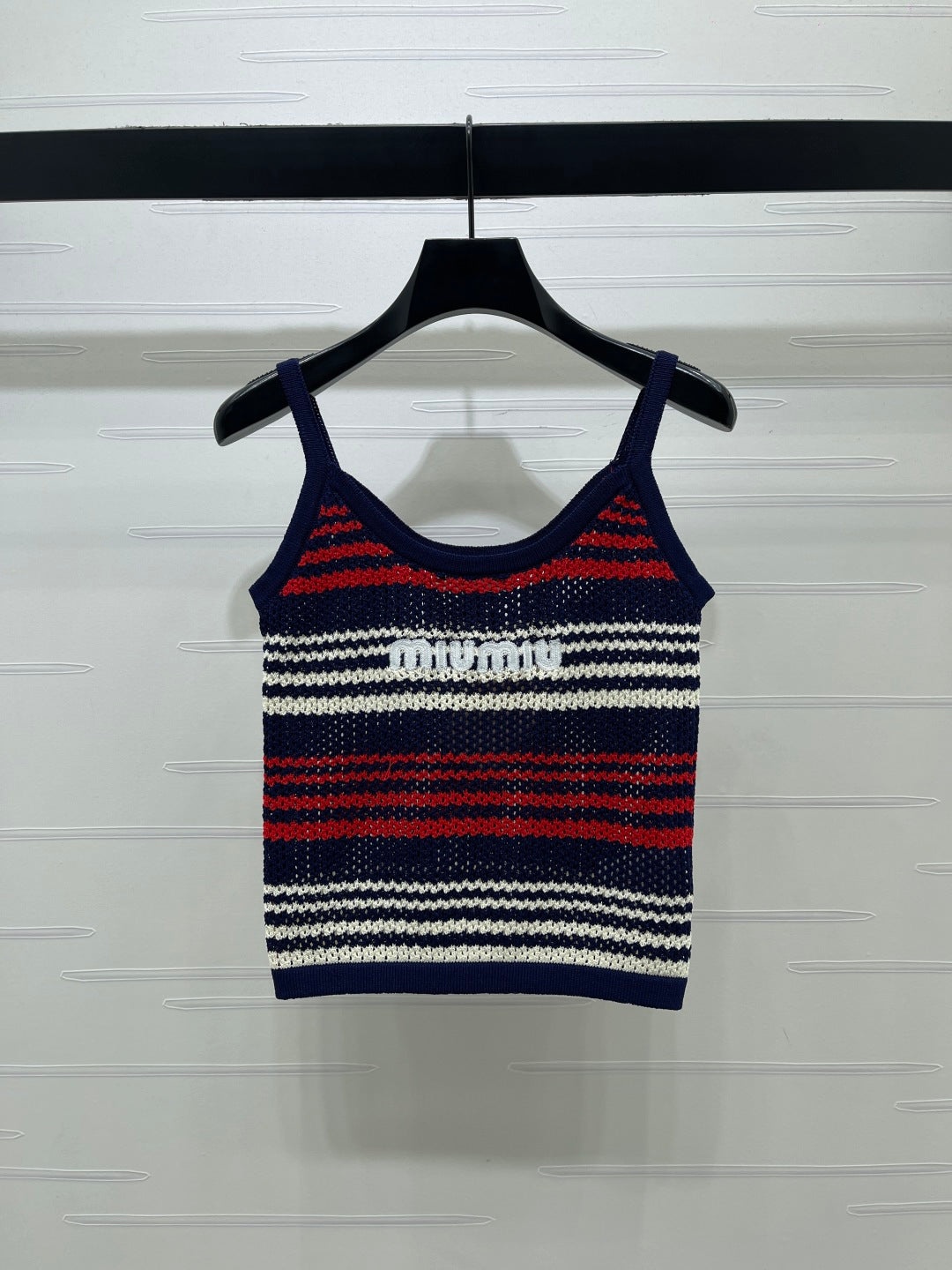 Miu Striped  Red Navy Blue Wool 373129