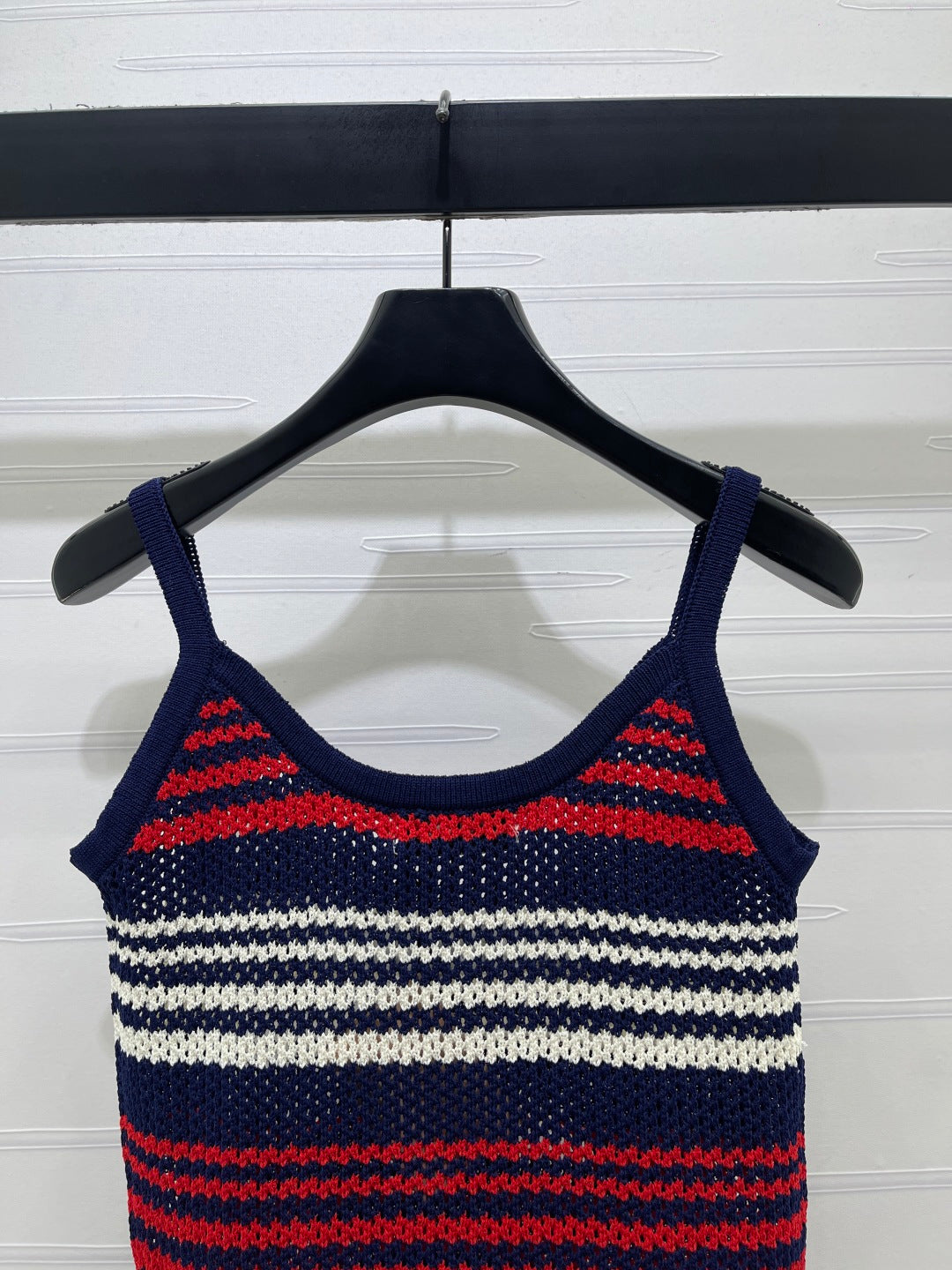 Miu Striped  Red Navy Blue Wool 373129