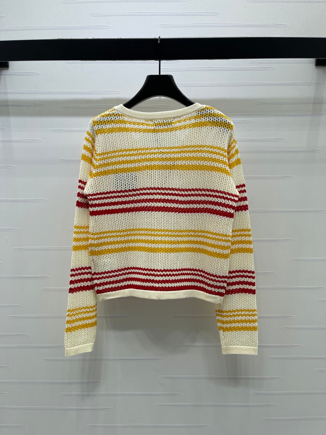 Miu Long-Sleeved Cardigan Red Yellow Wool 373132