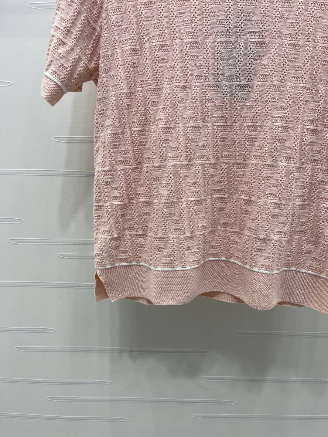 FF-jacquard T-shirt Light Pink Tencel Silk 373152
