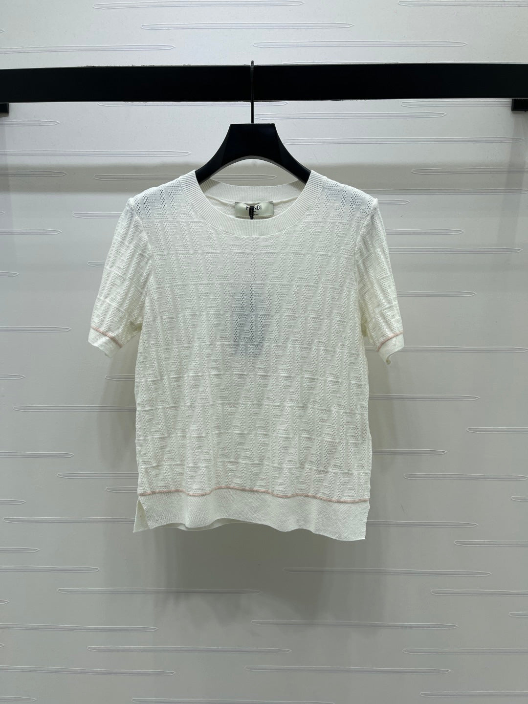 FF-jacquard T-shirt White Tencel Silk 373150