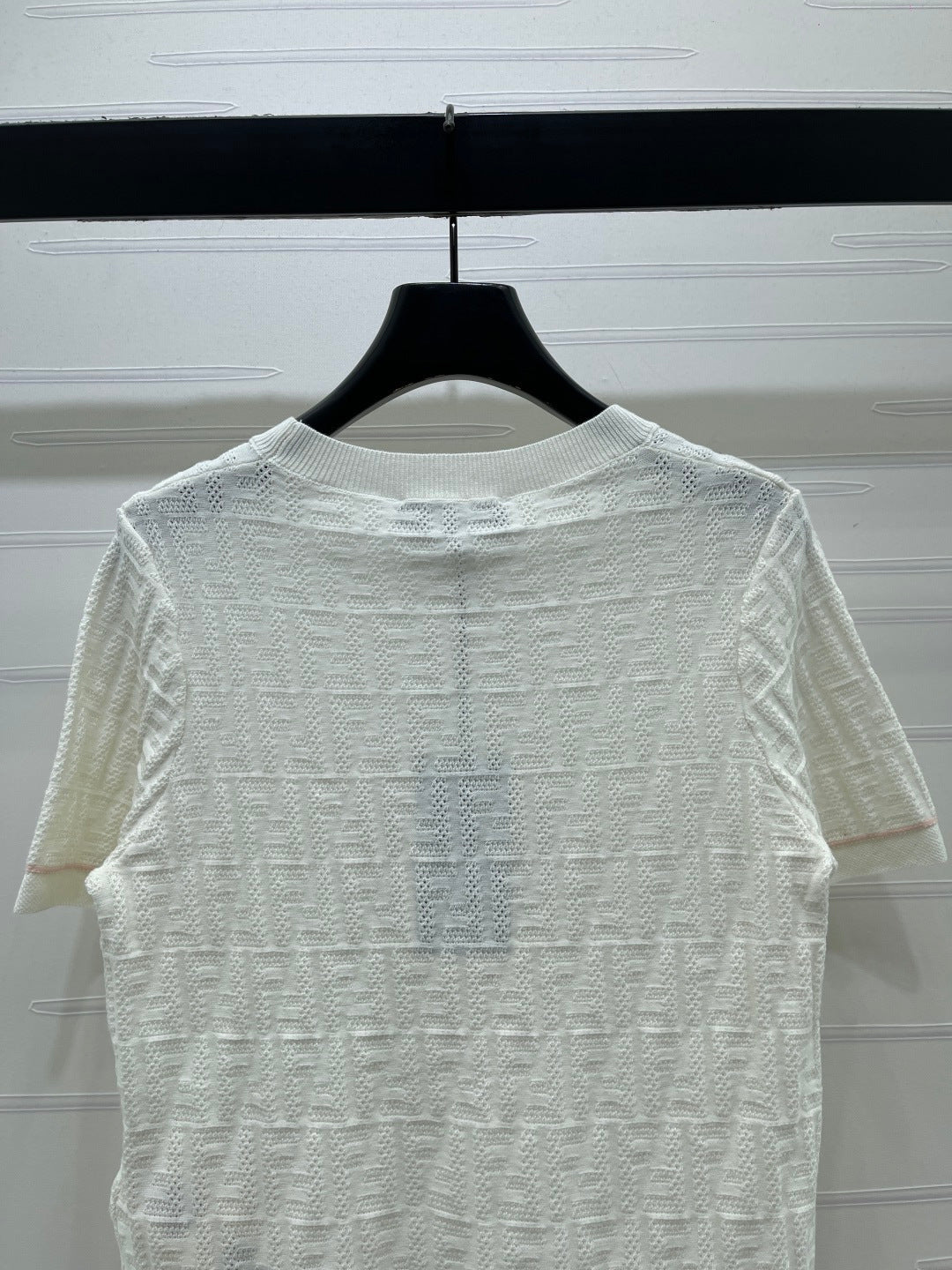 FF-jacquard T-shirt White Tencel Silk 373150