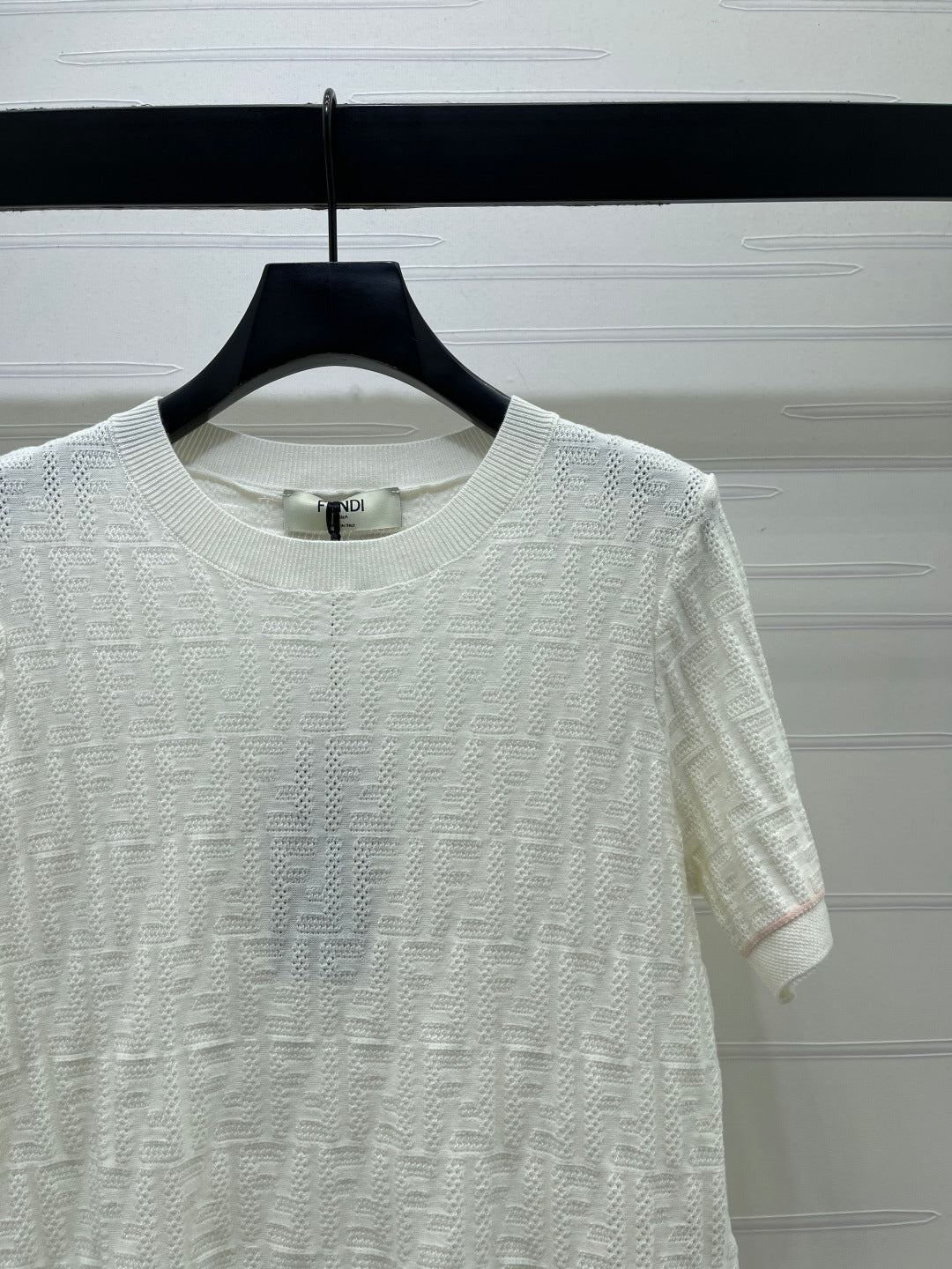 FF-jacquard T-shirt White Tencel Silk 373150