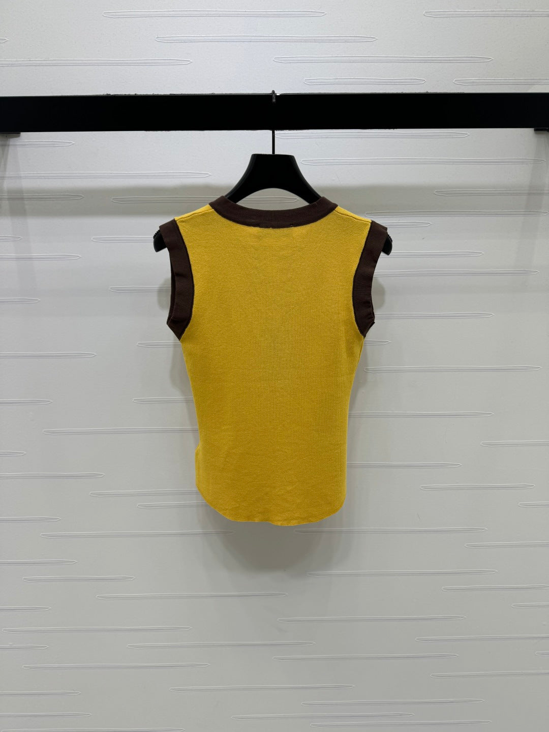 Miu Letter Embroidered Vest Black Yellow Polyester 382106