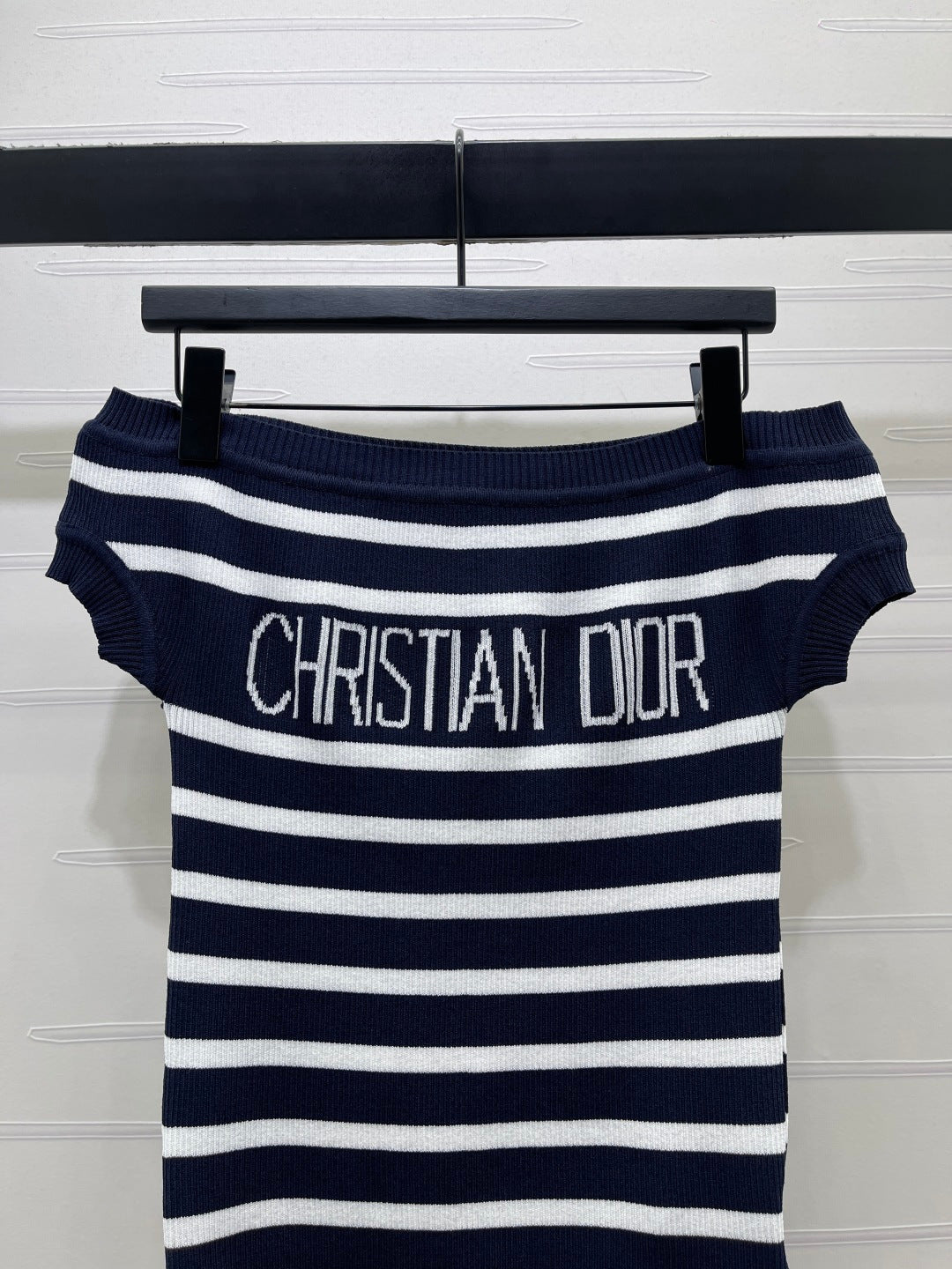 CD Knit Short-Sleeved Sweater Dark Blue Wool Cashmere 380757