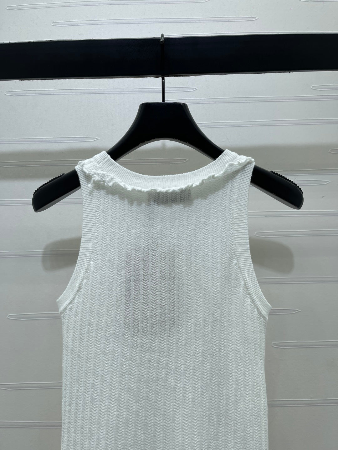 Miu Lace Collar Knitted Vest White Nylon Tencel 380691