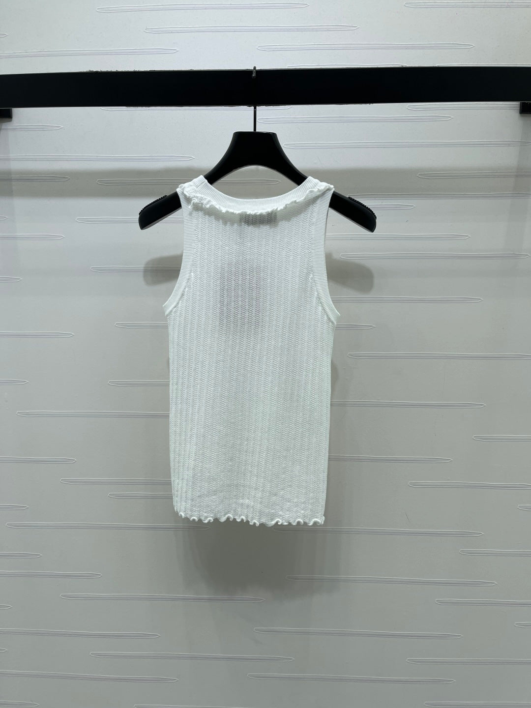Miu Lace Collar Knitted Vest White Nylon Tencel 380691