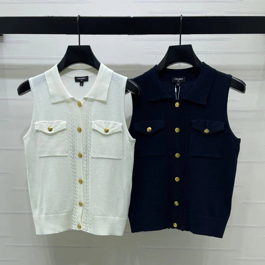 Chanel 2026 Collared Knit Vest Wool 390686