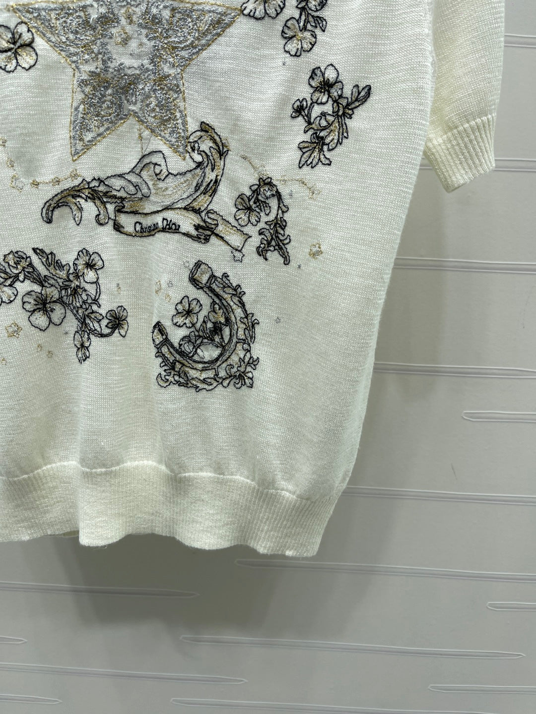 CD Dioriviera Embroidered Short-Sleeved Sweater Tencel Polyester