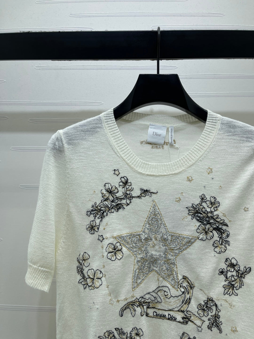CD Dioriviera Embroidered Short-Sleeved Sweater Tencel Polyester
