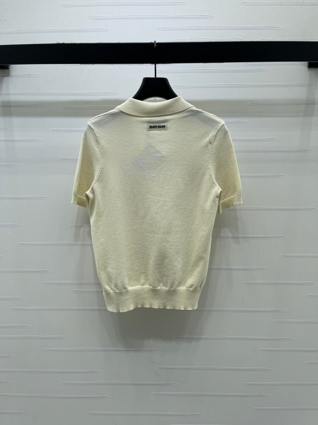 Miu Cable Knit Short-Sleeved Shirt Linen Silk
