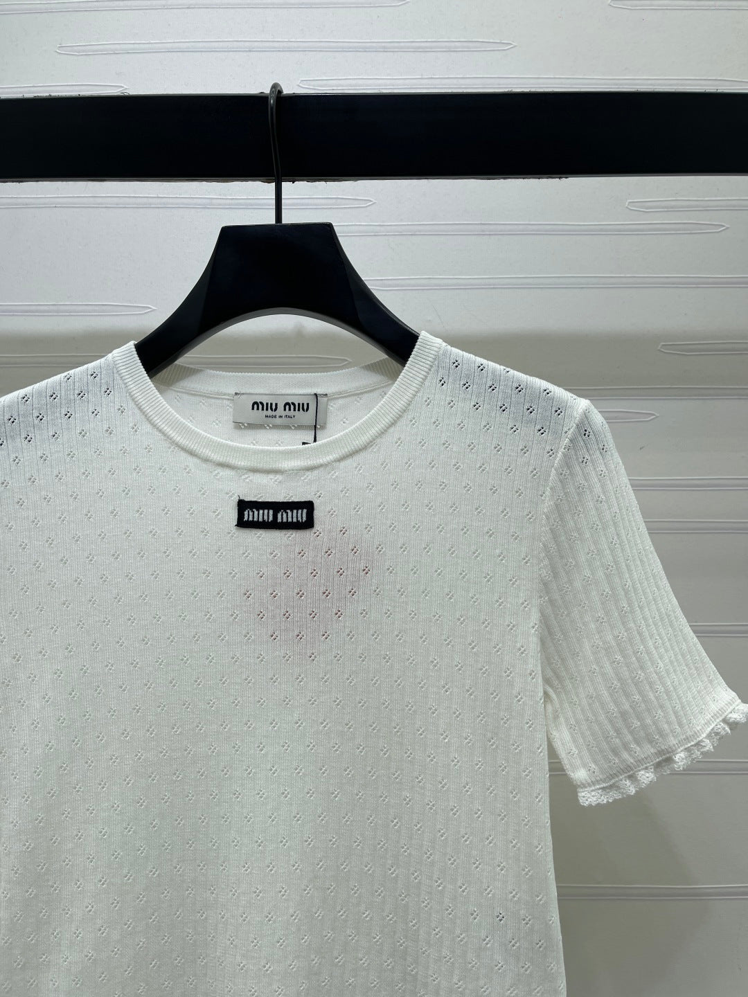 Miu Neck Short-Sleeved Top Linen Silk 392700