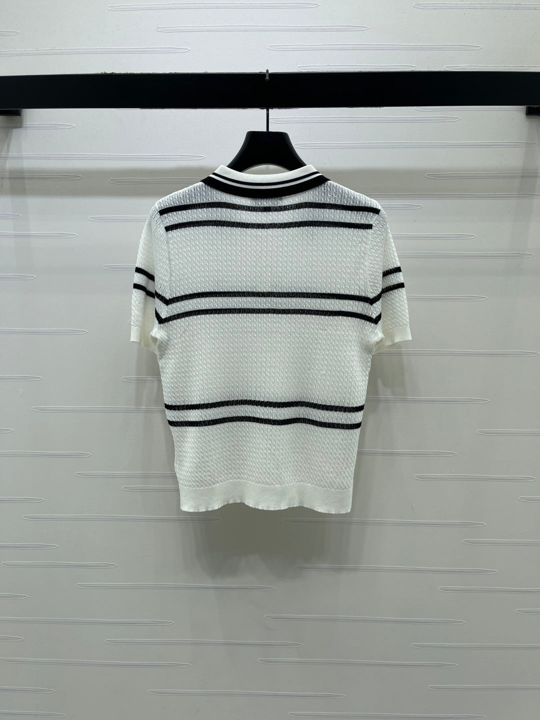 CC Cable Knit Short-Sleeve Shirt Silk Knit 392656