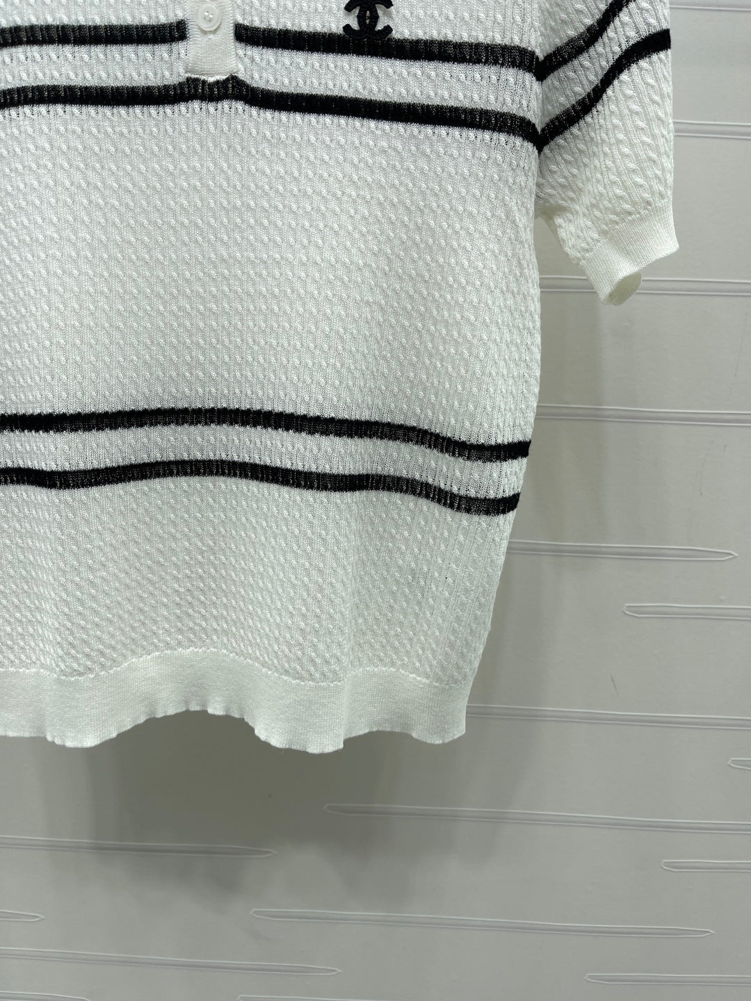 CC Cable Knit Short-Sleeve Shirt Silk Knit 392656